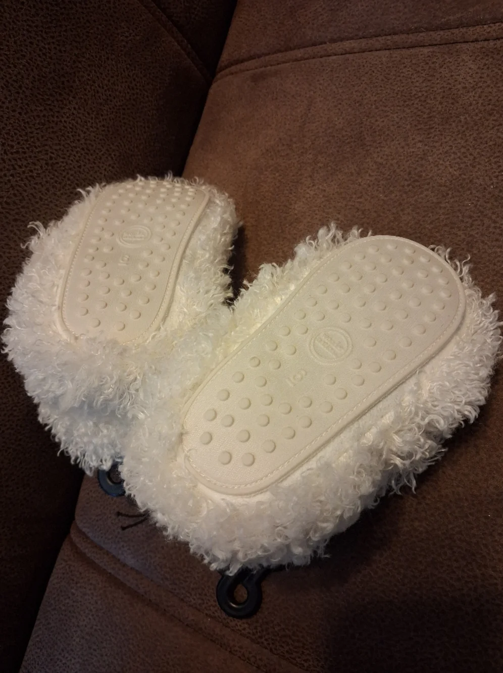 Wonder Nation Kids Plush Lamb Slippers - White And Pink Infants Size 6